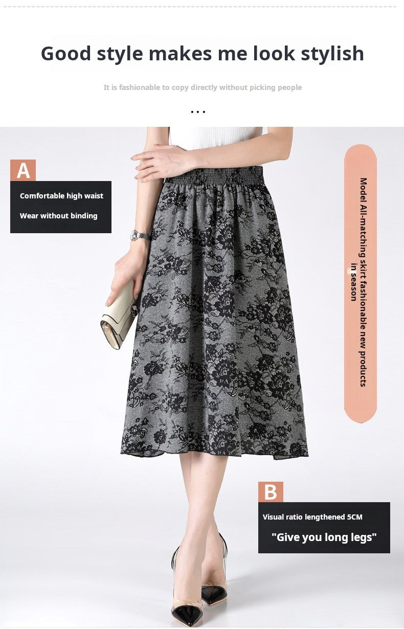 Women's Plus Size Half Skirt 2024 Summer New Bohemian Style Printed Pleated Skirt Fashionable Spring Women's Clothing