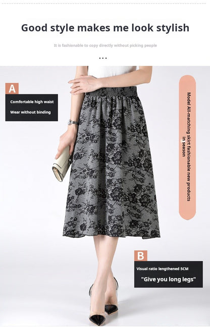 Women's Plus Size Half Skirt 2024 Summer New Bohemian Style Printed Pleated Skirt Fashionable Spring Women's Clothing