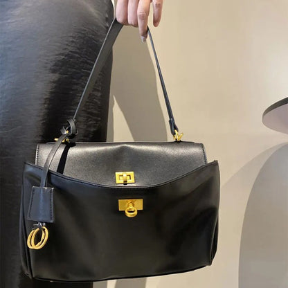 1pc Luxury Calfskin Woman Shoulder Bags Autumn Winter Genuine Leather Women Totes Fashion portable Gold Buckle Women HandBags