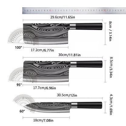 Kitchen Knives Scissors Sharpening Rod Set Laser Damascus Pattern Utility Stainless Steel Sharp Slicing Chef knife Cooking Tool