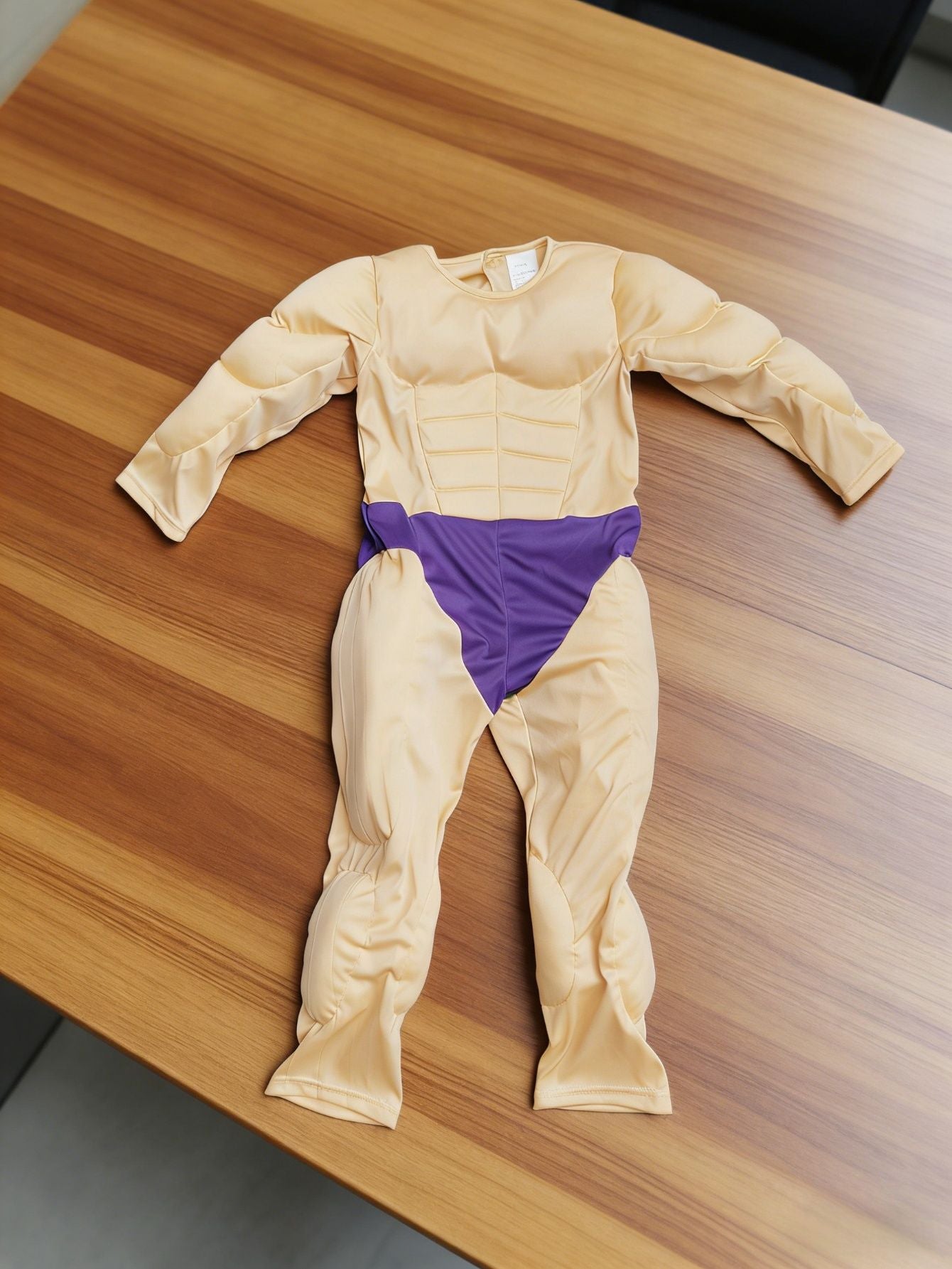 Boys 3D Muscle Print Long Sleeve Jumpsuit Yellow Purple Color Block