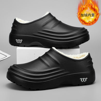 Winter Plush Supper Warm Chef Shoes for Men Women Very Soft Rubber Sandals Clogs Garden Shoes Without Holes Kitchen Work