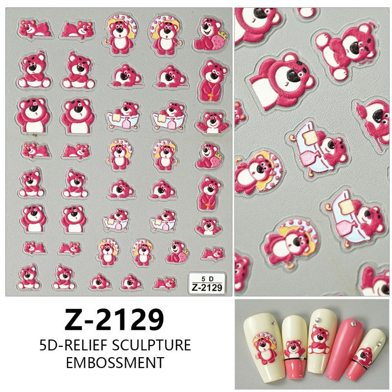 Adesivo de Arte para Unhas Disney Toy Story em Relevo 5D Desenho de Alienígena Lotso Decoração de Unhas Decalques Autoadesivos para Unhas DIY Decalque de Manicure