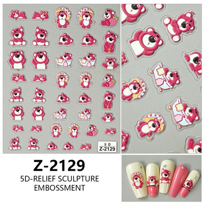 Adesivo de Arte para Unhas Disney Toy Story em Relevo 5D Desenho de Alienígena Lotso Decoração de Unhas Decalques Autoadesivos para Unhas DIY Decalque de Manicure
