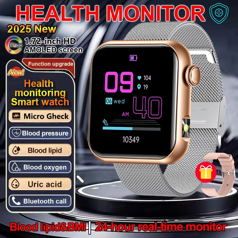 2025 Novo Smartwatch Feminino de LED com IA, Diagnóstico Inteligente, Monitor de Saúde HRV+PPG, Pressão Arterial, Oxigênio no Sangue, IP68, NFC?