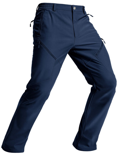 Calça Masculina de Inverno para Caminhada TACVASEN Forrada com Fleece, Impermeável, Softshell, para Esqui na Neve, Isolada, Cargo de Trabalho com 6 Bolsos com Zíper