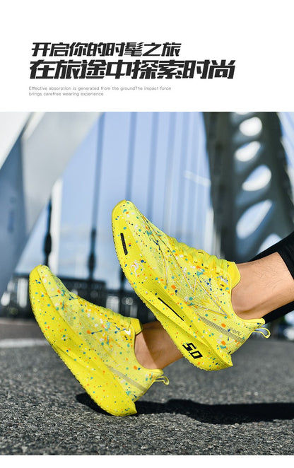 Air Cushion Carbon Plate Running Shoes Jogging Marathon Men Sports Breathable Lightweight Comfortable Nonskid Casual Sneakers