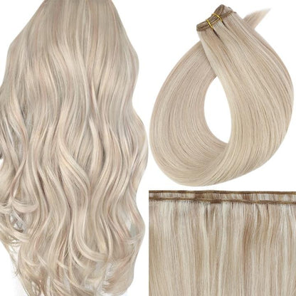 Full Shine Virgin Flat Silk Weft Sew In Hair Bundle Straight Human Hair Extensions 100% Real Human Hair Weft For Women For Salon