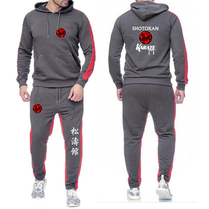 Shotokan Karate 2022 Men's New Solid Color Hooded Sweatshirts Fashion Pullover Top+Sweatpants Casual Jogging Fitness Sports Suit