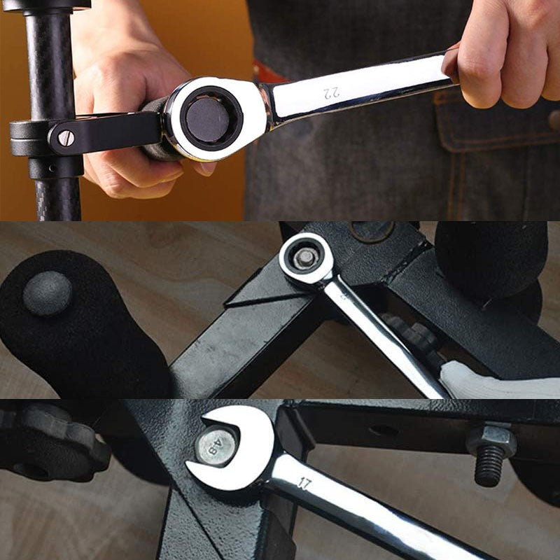 Conjunto de Chaves Catraca Métricas e Standard, Chave Combinada de 12 Pontos com Boca Fechada, Conjunto de Ferramentas para Garagem, CR-V Totalmente Polido