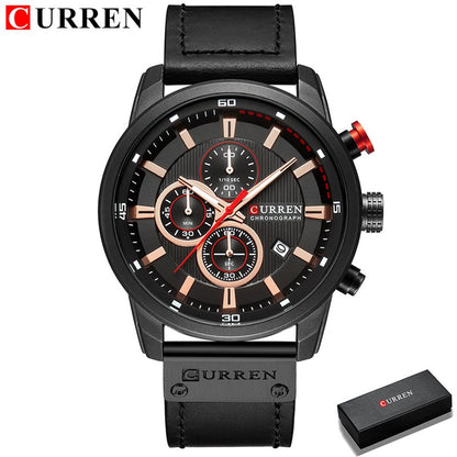 CURREN Brand Watch Men Leather Sports Watches Men's Army Military Quartz Wristwatch Chronograph Male Clock Relogio Masculino