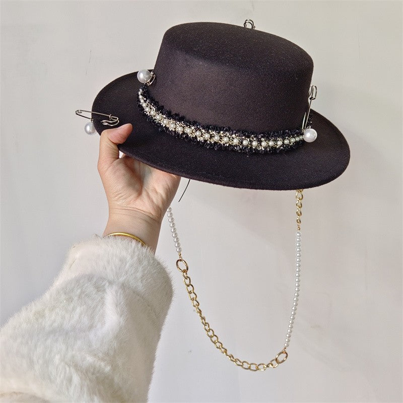 Vários chapéus DIY Chapéu Fedora com novos acessórios de corrente dourada, chapéu de inverno jazz hip-hop, chapéu de viagem, chapéu estilo punk, chapéu de igreja ????? ???????