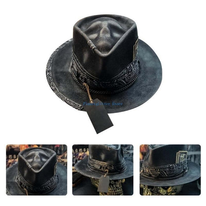 652B Halloween Gift Cowboy Hat Perfect Present for Halloween Lovers Skull-themed Cowboy Hat Festival Party Gift