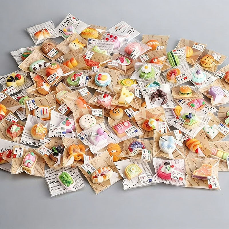 10/20/30/50pcs DIY Food Toy Cake Dessert Bread Mini Simulation Children's Play Toy Anti Stress Squeeze Fidget Slider PartyFavors
