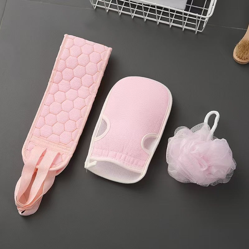 Conjunto Esfoliante Corporal - Inclui Esfoliador de Costas, Luva de Banho e Esponja de Banho Loofah