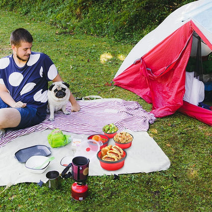 Silicone Folding Lunch Box with Lid Portable Picnic Camping Bowl Set Kitchen Tableware Kit Foldable Fruit Salad Folder Bento Box