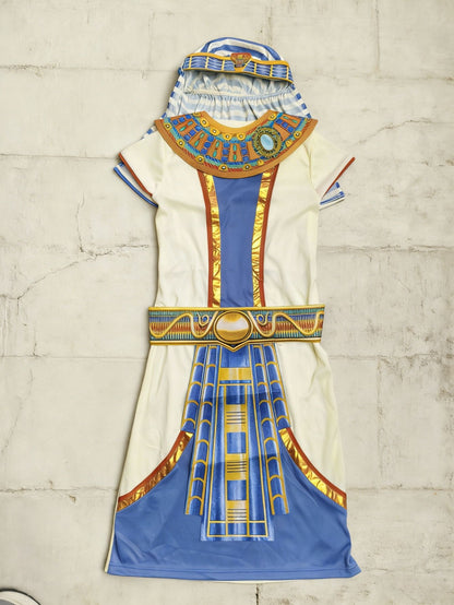 Kids Ancient Egyptian Pharaoh Costume with Headwrap, Boys Fancy Outfit for Halloween Theme Party