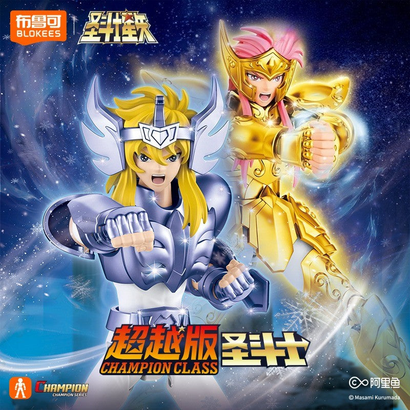 Blokees Saint Seiya Cisne Hyoga Pégaso Seiya Cavaleiros do Zodíaco Aquário Camus Áries Mu Action Figures Modelo de Anime Estátua Brinquedos