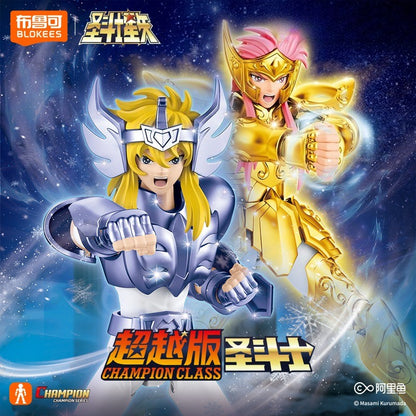 Blokees Saint Seiya Cisne Hyoga Pégaso Seiya Cavaleiros do Zodíaco Aquário Camus Áries Mu Action Figures Modelo de Anime Estátua Brinquedos