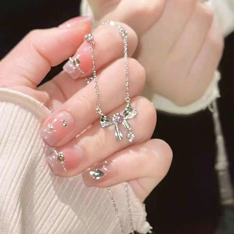 Colar de Coração de Zircônia Rosa Planeta da Moda Colar de Corrente de Clavícula Estética Feminina Presente de Dia dos Namorados Joias de Festa