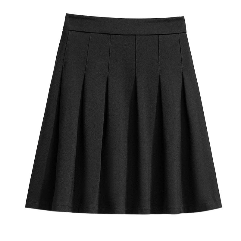 150Kg Plus Size Women's Autumn Loose Pleated A-Line Skirt 4XL 5XL 6XL 7XL 8XL 9XL Solid Elastic Waist Skirt Black