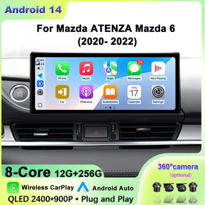 Central Multimídia Automotiva QLED 2400*900P Touch Screen para Mazda ATENZA Mazda 6 2020-2022 12.3 polegadas DSP Estéreo 4G Bluetooth DVR