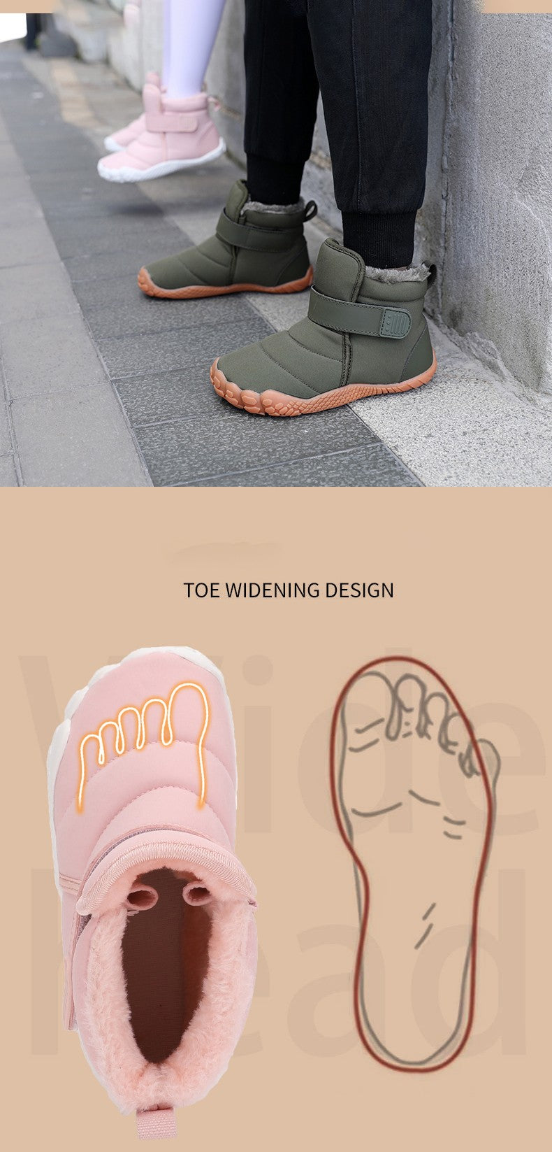 Kids 2025 New Wide Toe Barefoot Snow Boots Boys Girls Winter Minimalist waterproof Sneakers Girls Boys Non-Slip Warm Snow Boots