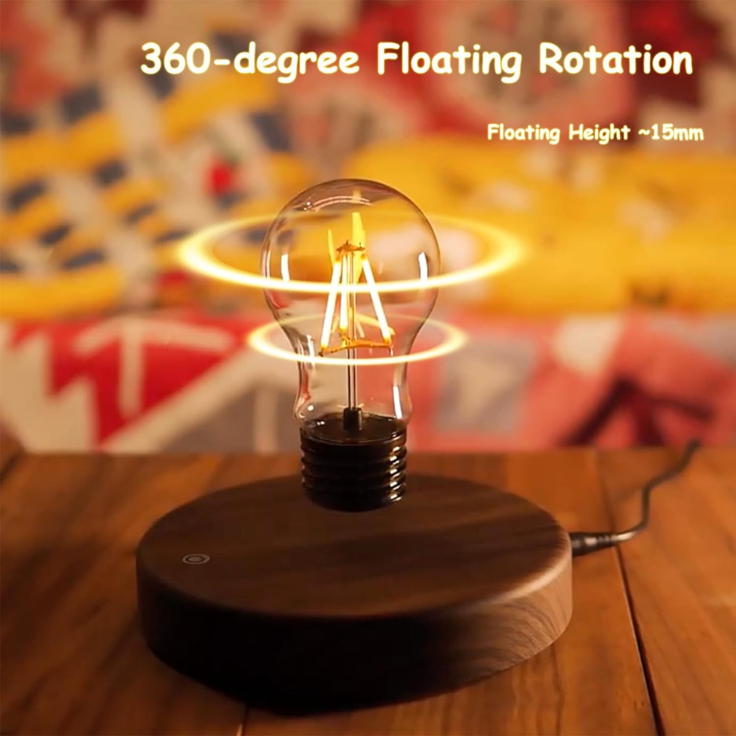 Levitating Moon Magnetic Floating Night Light, 3 Colors Temperature, Creative Table 3D LED Lamp with Wooden Base for Gift Office