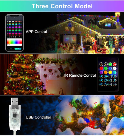 Bluetooth Smart LED String Fairy Lights 5V WS2812B Christmas Garland Light RGBIC Dream Color Waterproof IP67 for Party Holiday