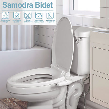 SAMODRA Pulverizador de bidê para vaso sanitário direito/esquerdo, não elétrico, bico duplo, assento de vaso sanitário, ducha higiênica para acessórios de banheiro