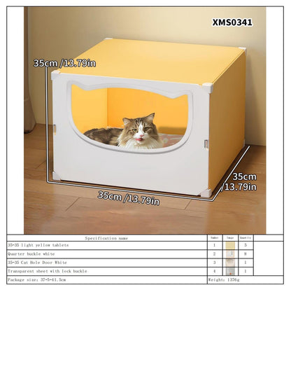 Ninho de Gato para Todas as Estações, Ninho de Gato Fechado, Frescor de Verão e Refrescante, Beliche, Casa de Dois Andares