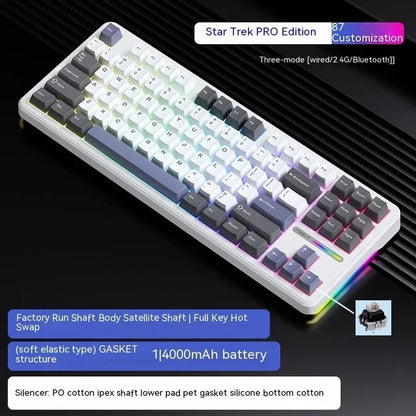 Teclado Mecânico AULA F87Pro 2.4g/Usb/Bluetooth Tri Mode Sem Fio 87 Teclas 5 Camadas de Amortecimento Adequado para Jogos+Digitação