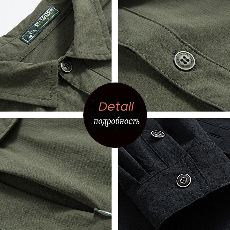 Summer Men Casual Breathable Long Sleeve Shirts Mens Military Cargo Multi-Pocket Shirt Man Outdoor Safari Work Shirt Blouses Top