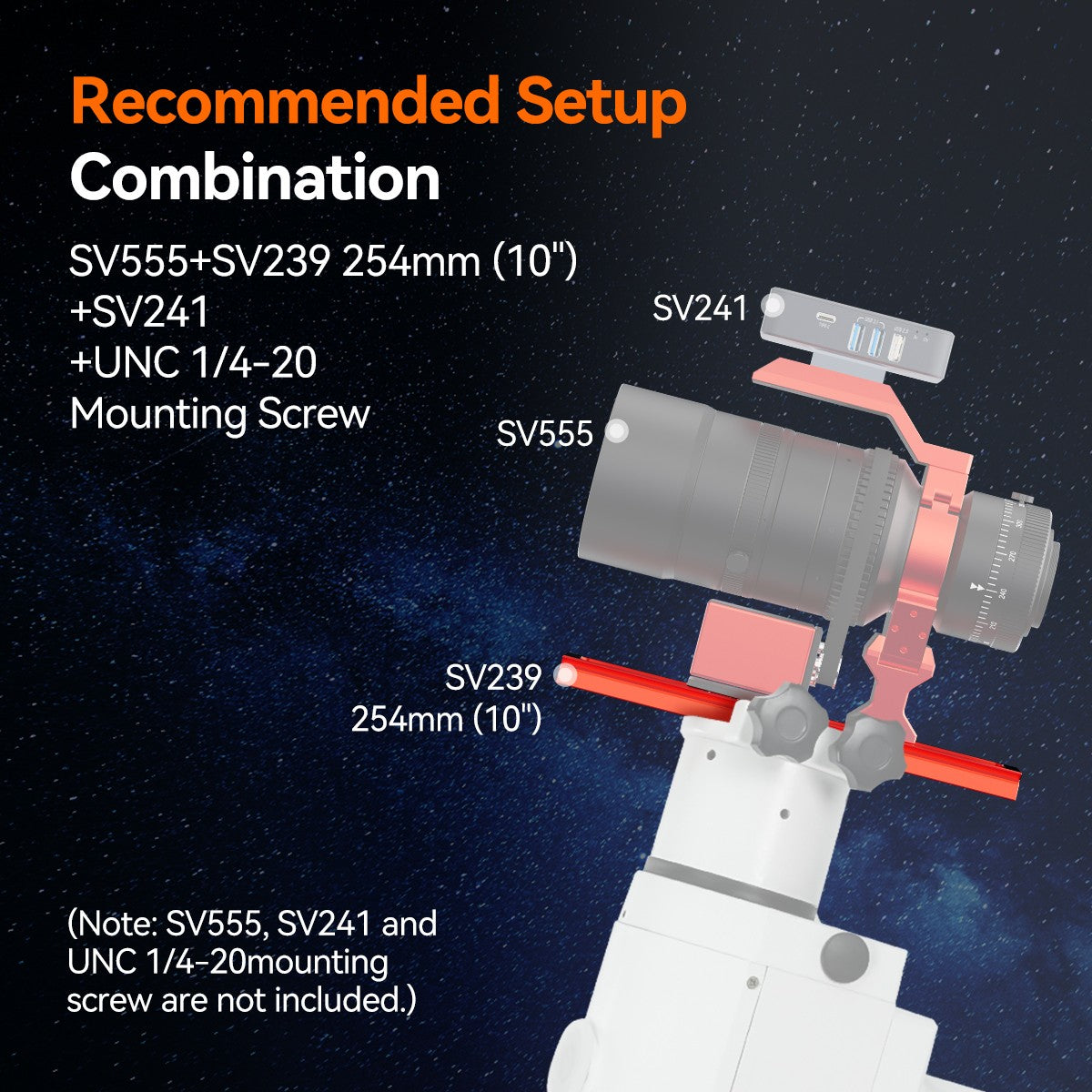 SVBONY Nova Atualização Telescópio para Astrofotografia APO SV555 e Placa de Cauda de Andorinha SV239 Vermelha para Astrofotografia