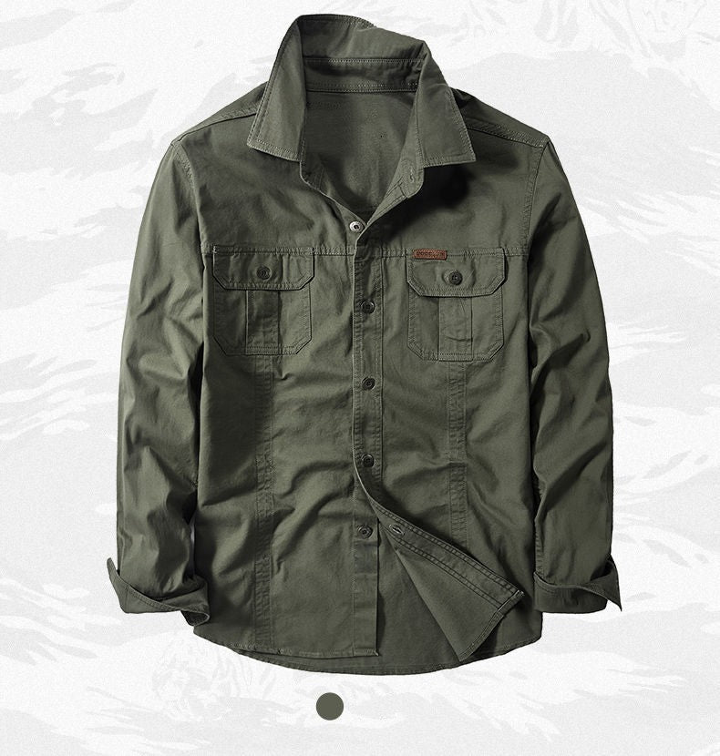 Brand Cotton Military Shirt Men Spring Casual Cargo Shirts Male Long Sleeves Shirts Camiseta Masculina Plus Size 5XL 6XL