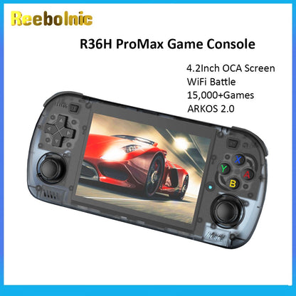 Reebolnic R36H ProMax Handheld Game Console 4.2Inch OCA Screen RK3326 Cortex A35 Arkos2.0 Retro Video Game Console Simulators
