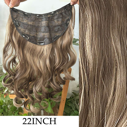 7 peças/conjunto de aplique de cabelo com 16 grampos, preto, longo e liso, cabelo natural, aplique de cabelo ombre, fibra resistente ao calor para penteado feminino