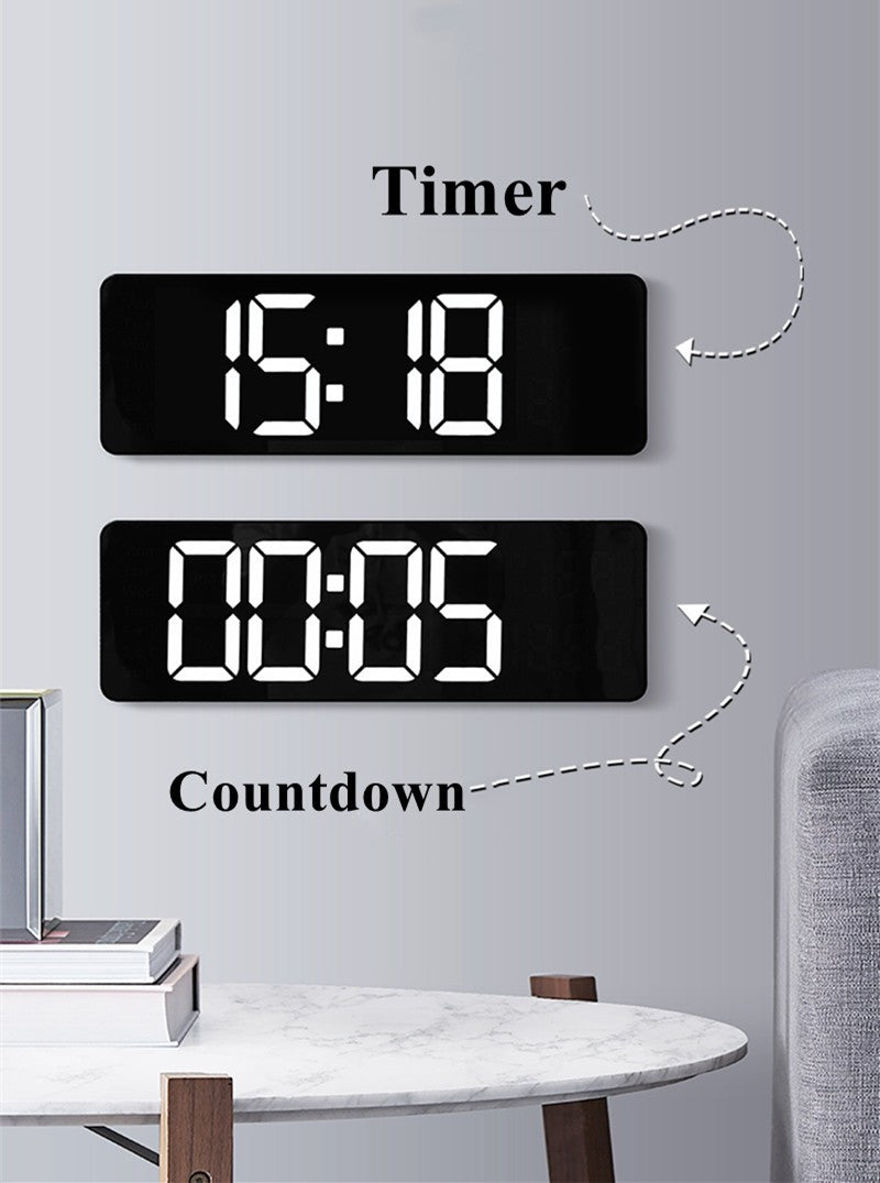 Large Digital Wall Clock Temp Date Week Display Remote Control Power Off Memory Table Clock Wall-mounted Dual Alarms LED Clocks