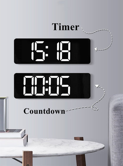 Large Digital Wall Clock Temp Date Week Display Remote Control Power Off Memory Table Clock Wall-mounted Dual Alarms LED Clocks