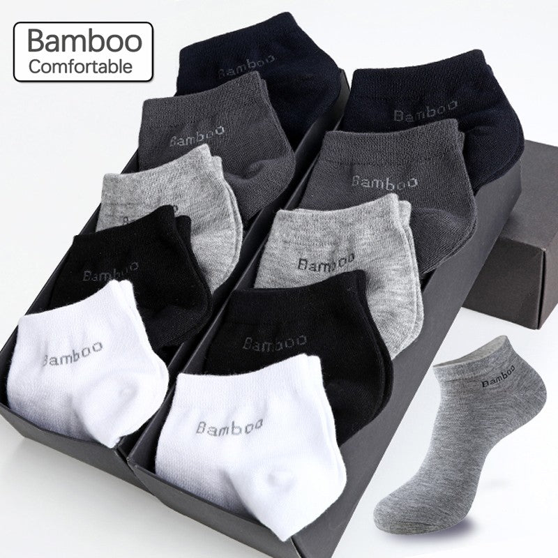 10 Pairs / Pack Men's Bamboo Fiber Socks Short High Quality New Casual Breatheable Anti-Bacterial Man Ankle Socks Men