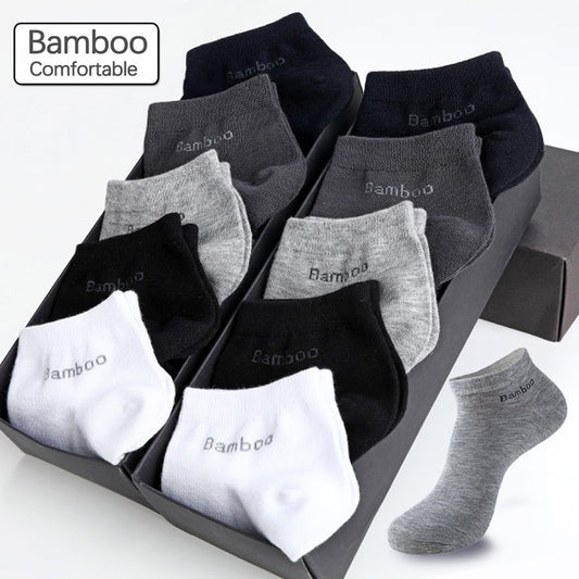 10 Pairs / Pack Men's Bamboo Fiber Socks Short High Quality New Casual Breatheable Anti-Bacterial Man Ankle Socks Men