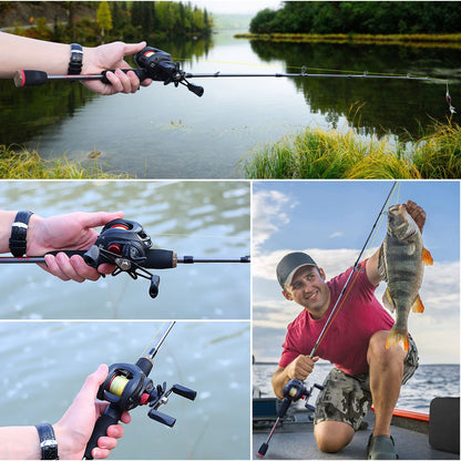 Kit Completo Sougayilang Vara e Carretilha de Pesca, Vara de 5 Seções e Carretilha com Carretel de Alumínio para Pesca de Robalo em Água Doce