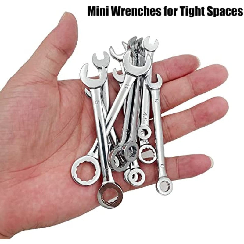 10pcs Without Ring Mini Wrenches Set Portable Key Ring Spanner Explosion-proof Pocket British/Metric Type