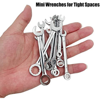 10pcs Without Ring Mini Wrenches Set Portable Key Ring Spanner Explosion-proof Pocket British/Metric Type