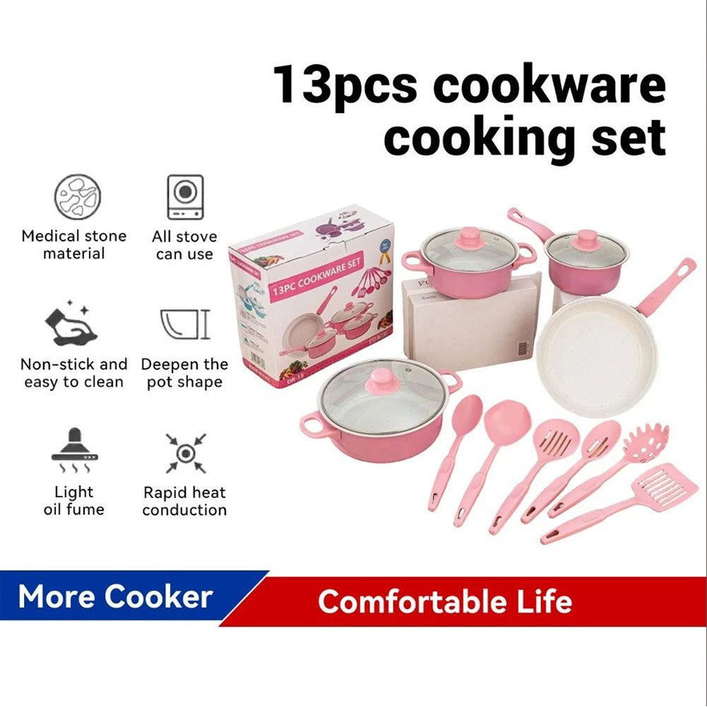 Conjunto de Panelas Antiaderente 12 Peças Panela de Cozinha com Tampa Frigideira Wok Leiteira Frigideira de Pedra Maifan para Todos os Tipos de Fogão