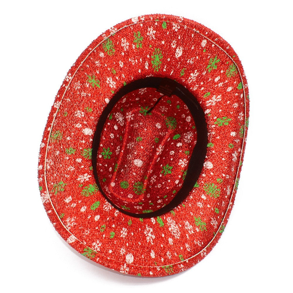 Striped Print Fedora Hats Cowboy Cowgirl Hat for Women Men Curl Wide Brim Western Bronzing Cloth Cap for Party Halloween Caps