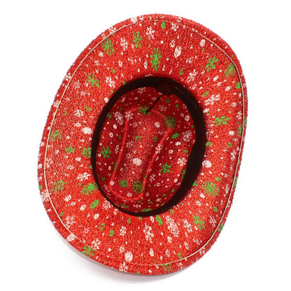 Striped Print Fedora Hats Cowboy Cowgirl Hat for Women Men Curl Wide Brim Western Bronzing Cloth Cap for Party Halloween Caps