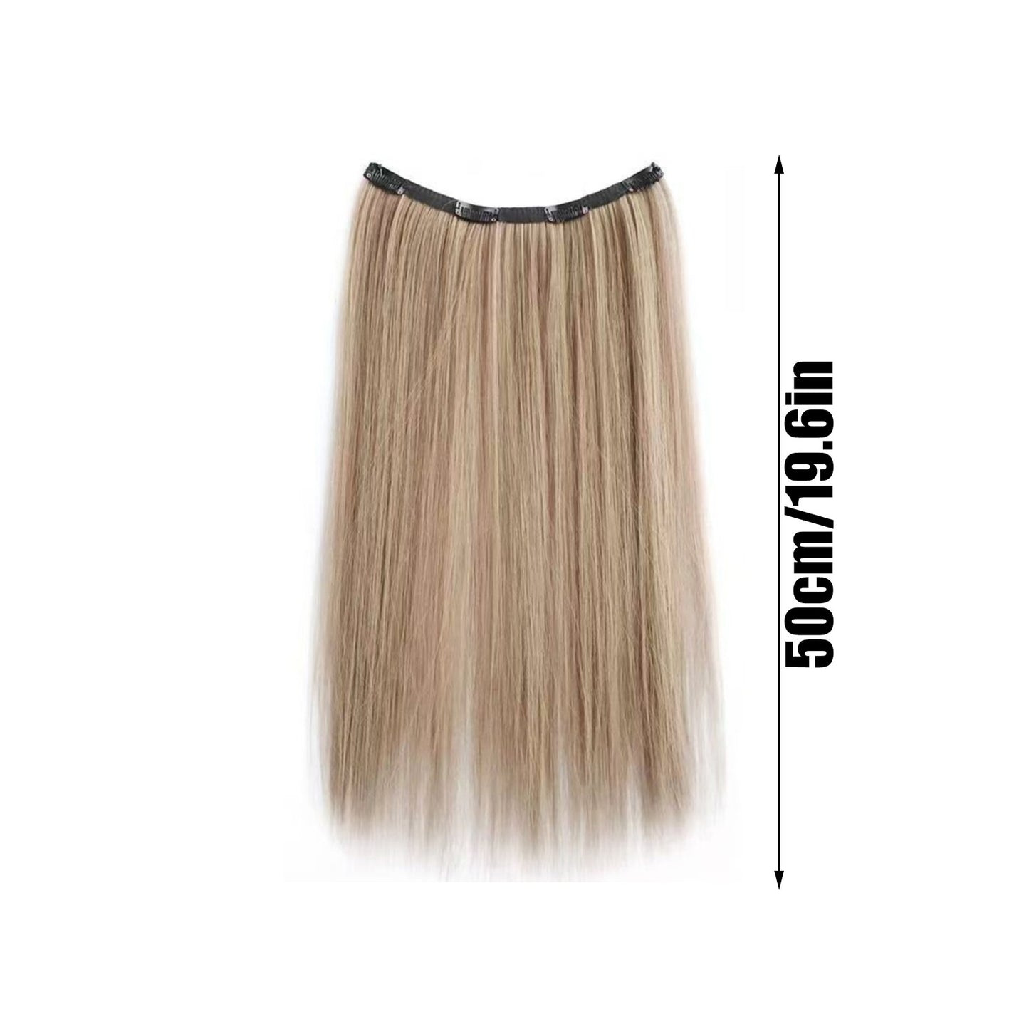 Extensão de Cabelo Sintético Liso Com Clip, Peça Única, 4 Clips, Camada Interna Escondida, Cor de Cabelo, Peruca de Cor