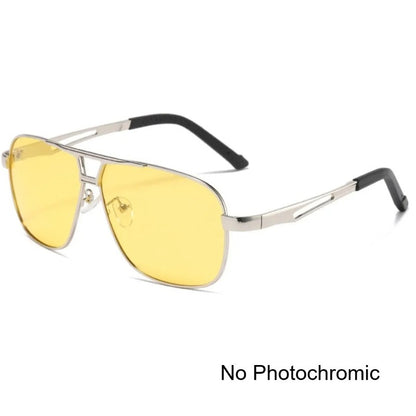 Men Night Vision Polarized Photochromic Sunglasses Aviator Style Yellow Color Change Lenses Driving Sun Glasses