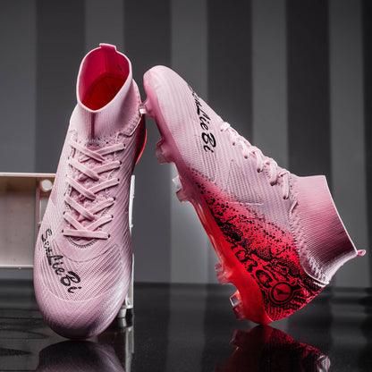 High-top Football Boots, Long Spikes Football Boots, Professional Firm Ground Non-Slipping Training Soccer Cleats for Big Boys
